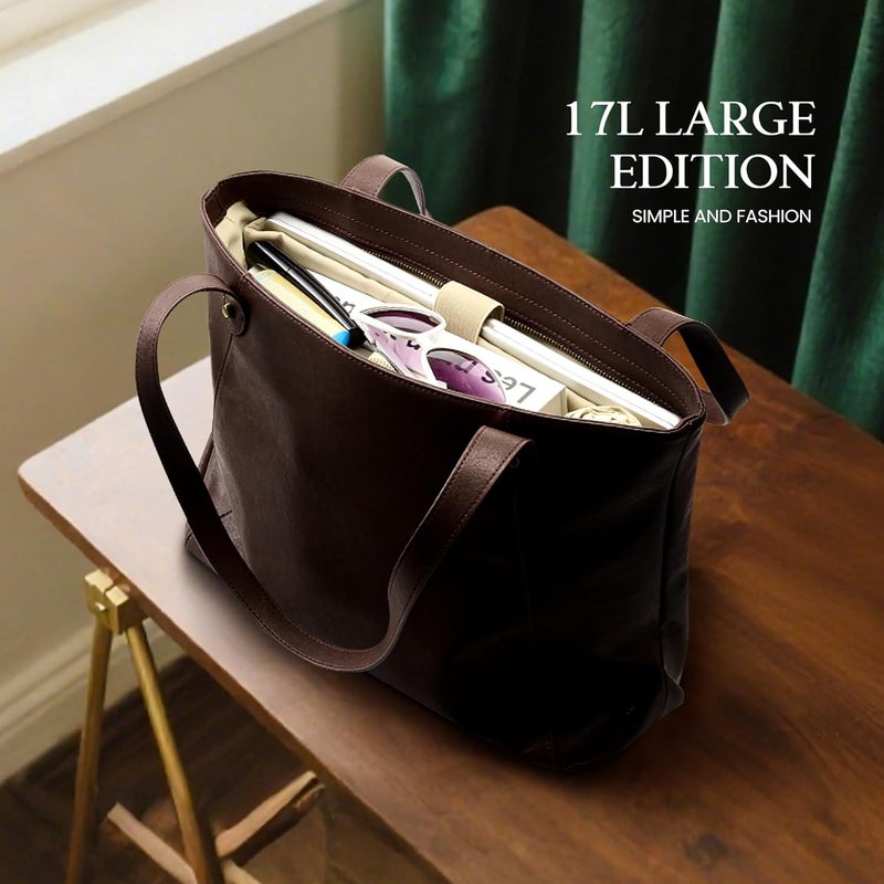 befen Genuine Leather Tote Bag for Women Work, Women's Leather Shoulder Bags Purses Satchel Handbags with Laptop Compartment - Image 3